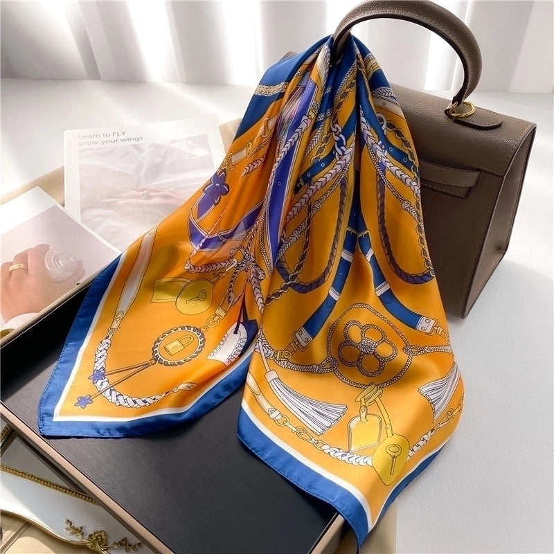Women's Elegant Minimalist Color Block Polyester Printing Silk Scarf