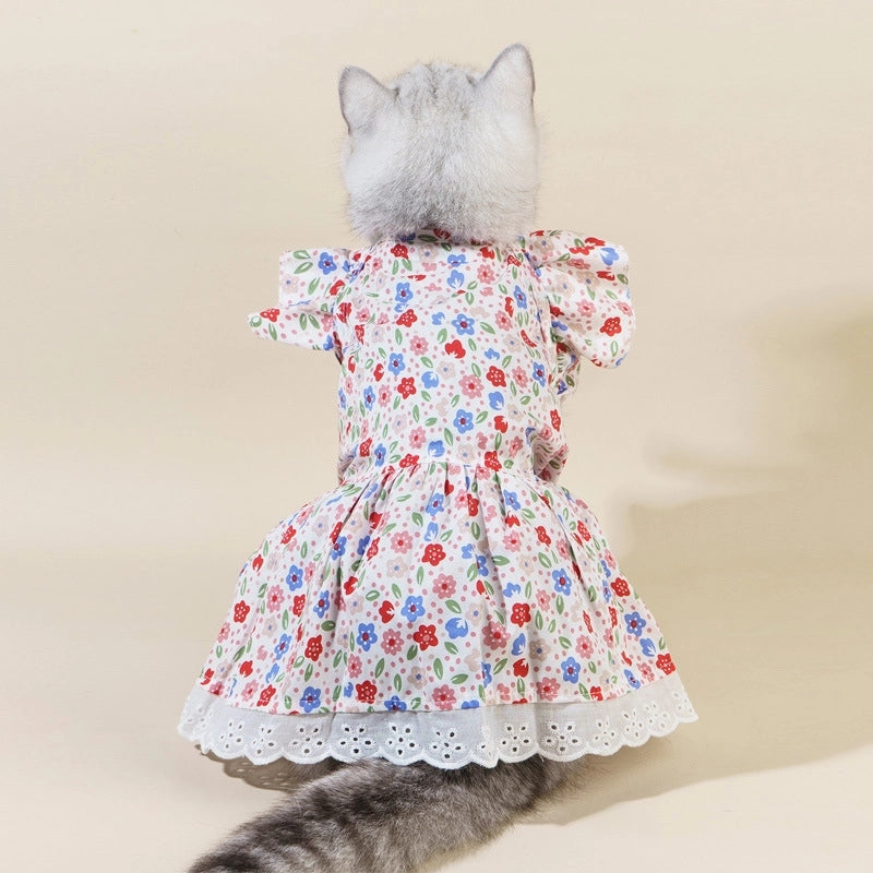 Pastoral Cotton Flower Pet Clothing