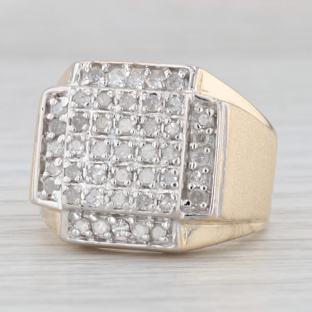 1ctw Men's Pave Diamond Ring 10k Gold Size 10.25