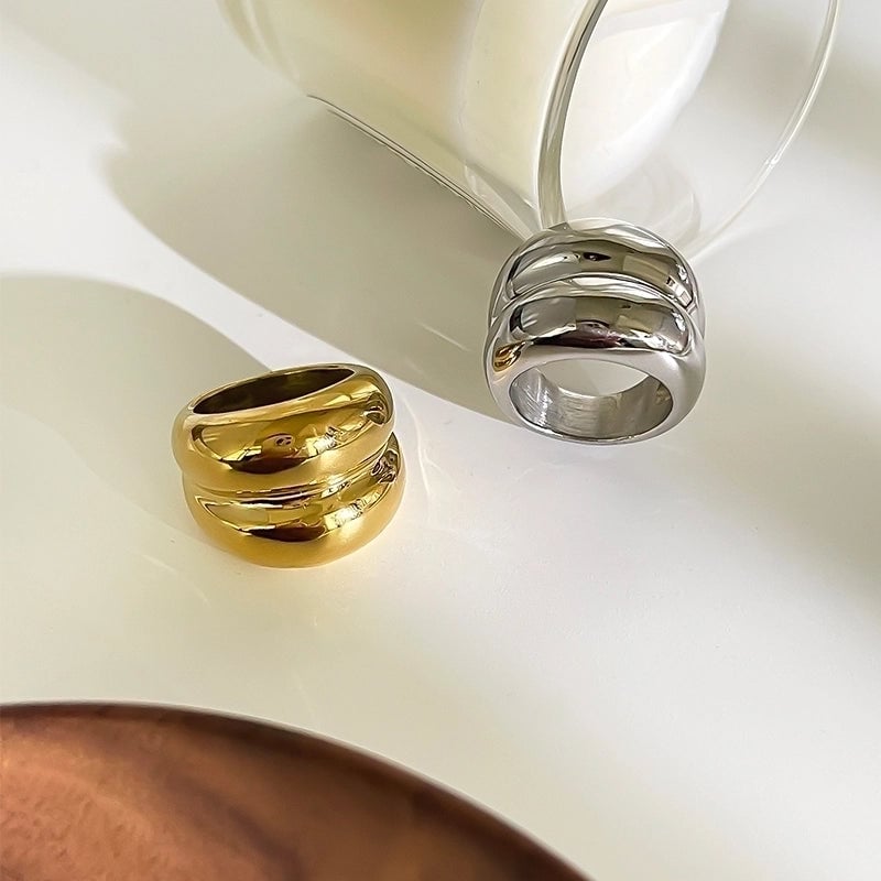 Hip-Hop Minimalist Classic Style Solid Color 316L Stainless Steel  18K Gold Plated Plating Rings