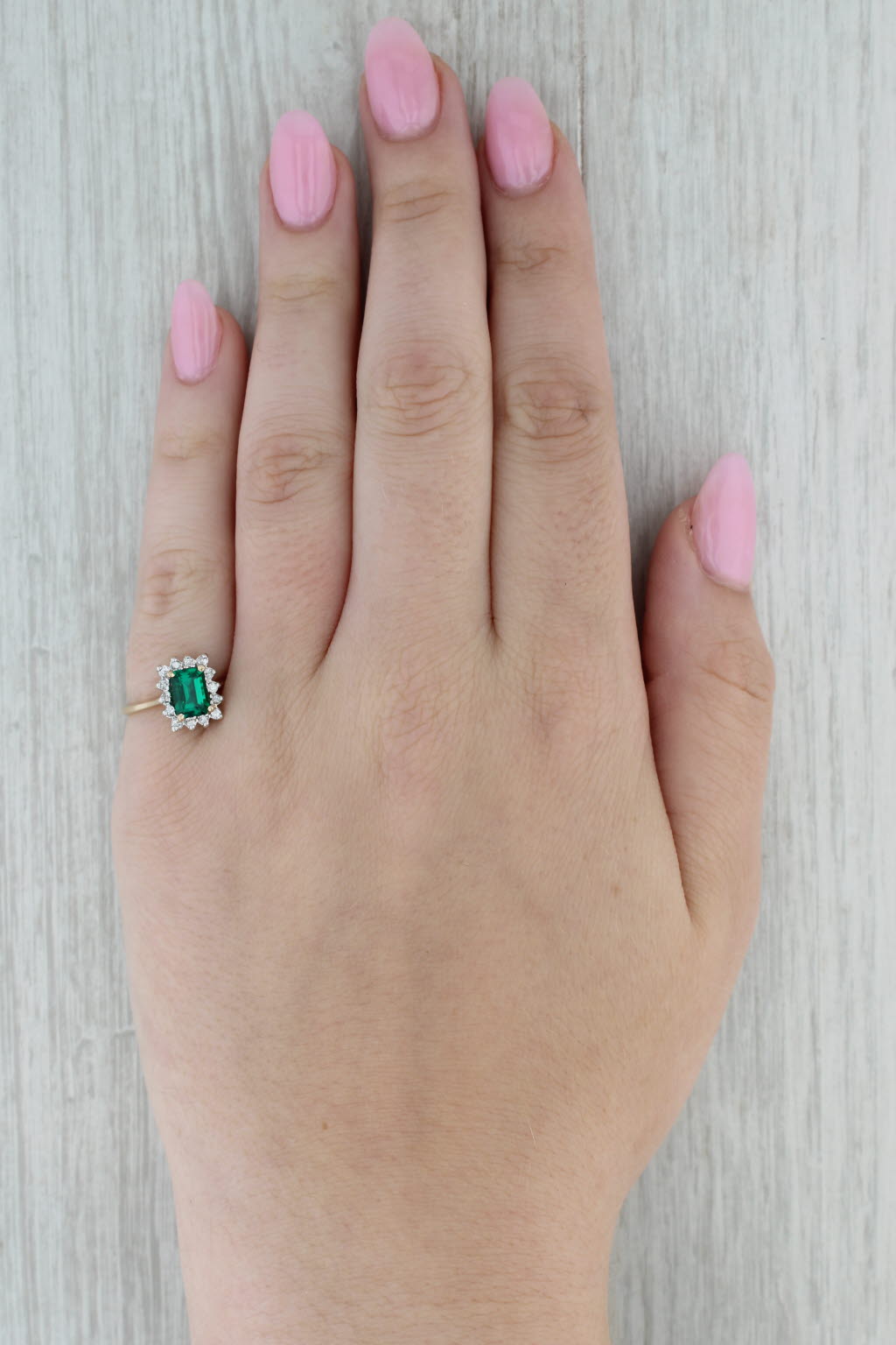 1.18ctw Lab Created Emerald Diamond Halo Ring 14k Yellow Gold Size 6 Engagement