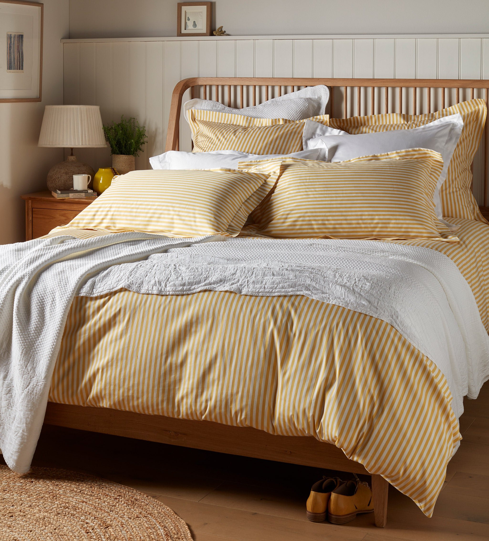 Yellow Betsy Stripe 100% Organic Cotton Duvet Cover