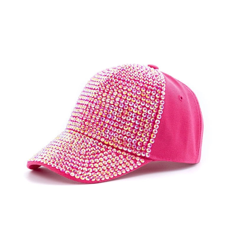 Women's Elegant Color Block Chain Curved Eaves Baseball Cap