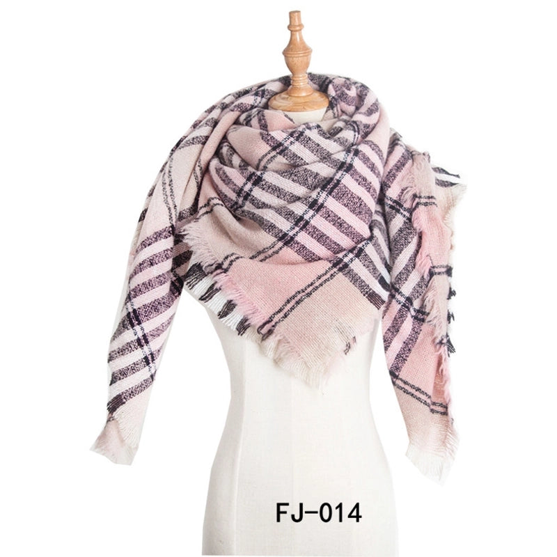 Autumn And Winter New Ring Yarn Thickened Double-sided Lattice Prick Scarf Scarf Women's Scarf Shawl Manufacturers