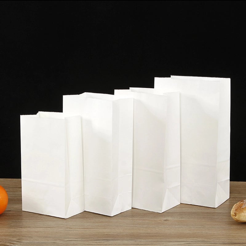 Thickened Food Kraft Paper Bag Customized Square Bottom Bag Baking Takeaway And Film Anti-oil Storage Packaging Bag