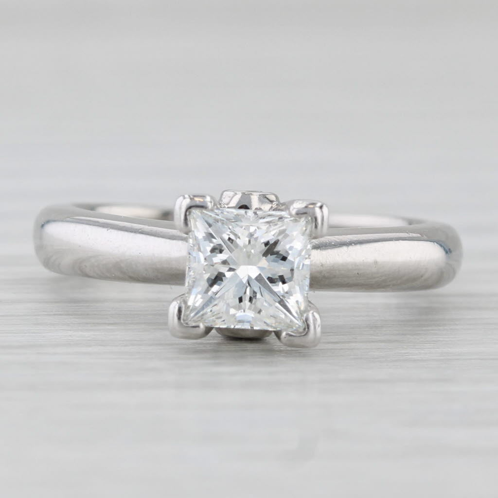 1.04ct Princess Diamond Engagement Ring 18k Gold Platinum Size 5.5-5.75