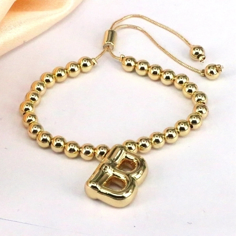 Copper Gold Plated Vintage Style Minimalist Letter Bracelets