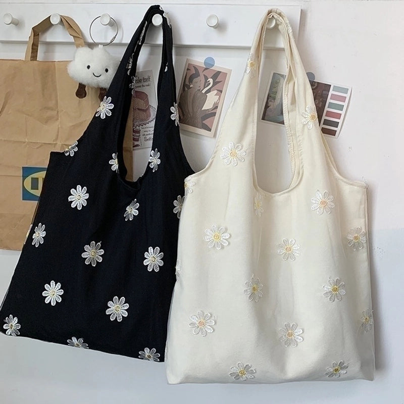 Women's Large Canvas Daisy Classic Style Square Open Underarm Bag