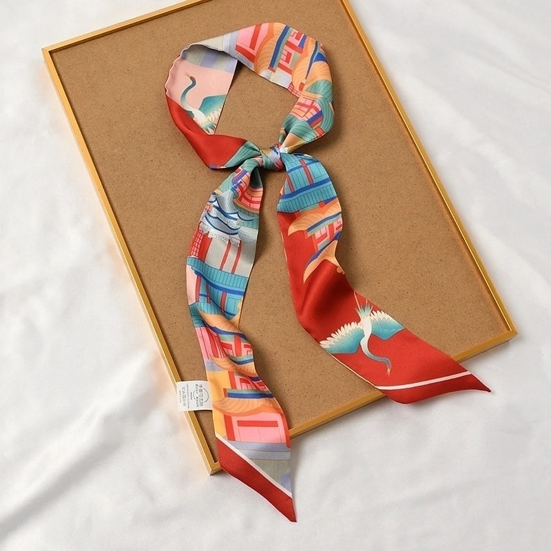 Women's Lady Flower Satin Silk Scarf