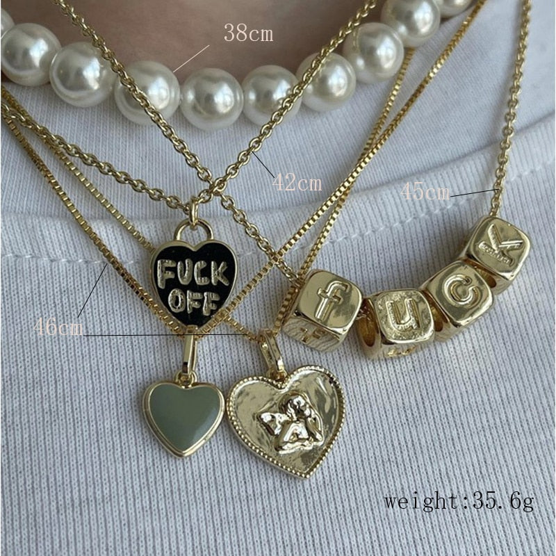 Fuck Off Necklace Set (4 Pcs)