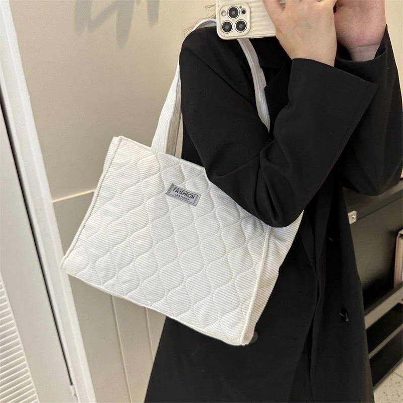 Women's Medium All Seasons Canvas Solid Color Classic Style Square Magnetic Buckle Shoulder Bag Handbag
