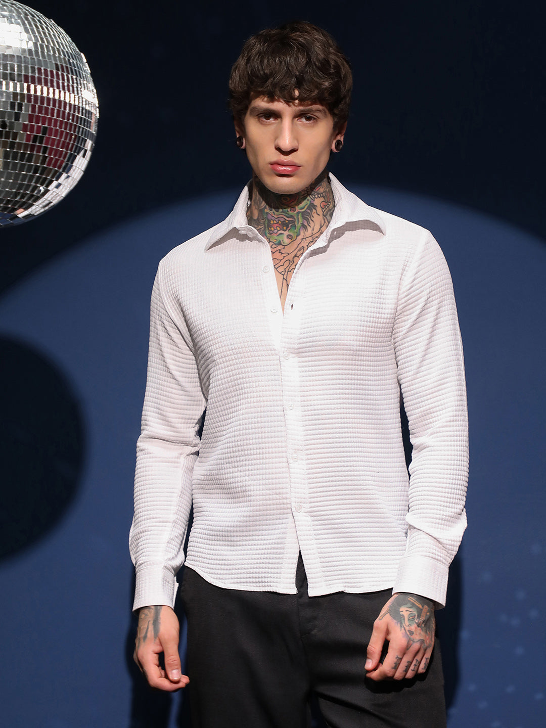 Grid-Textured Shirt