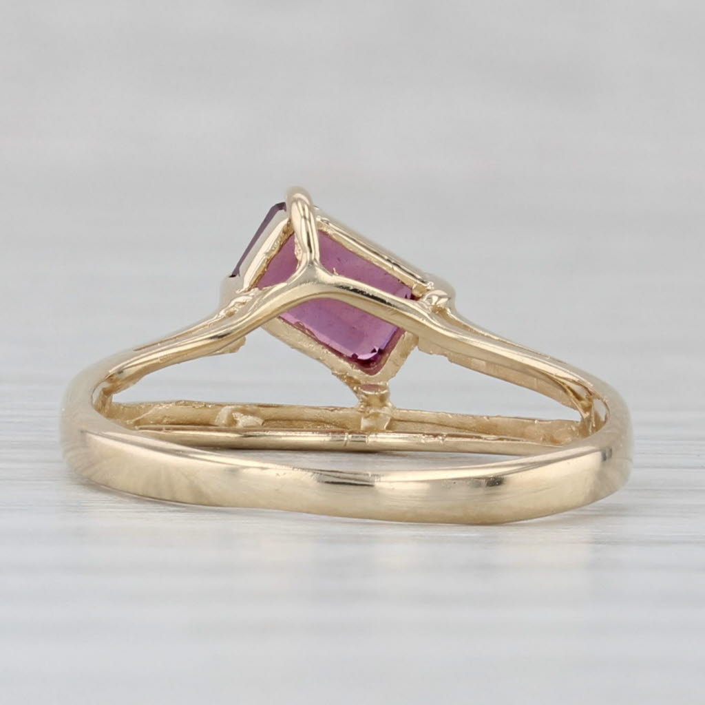 0.60ct Rhodolite Garnet Emerald Cut Solitaire Ring 14k Yellow Gold Size 5.5