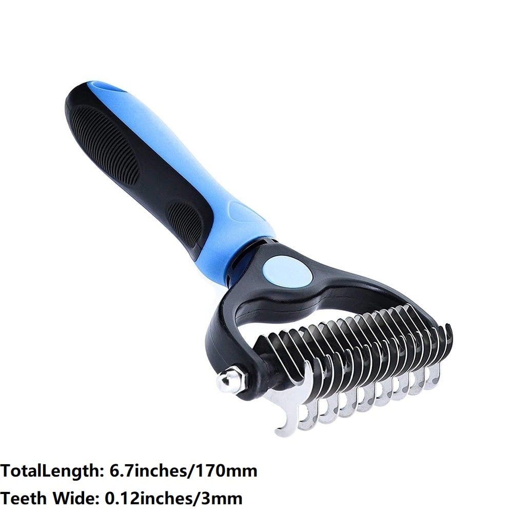 🔥Summer Gift 50% OFF🔥Pet Grooming Brush - Double Sided Shedding And Dematting Undercoat Rake Comb