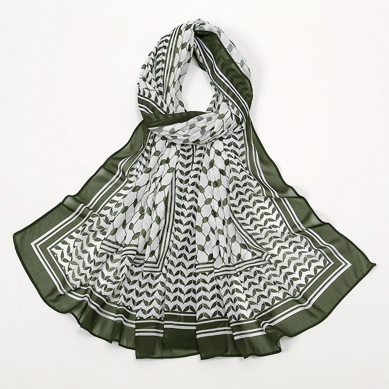 Women's Retro Lattice Chiffon Kerchief