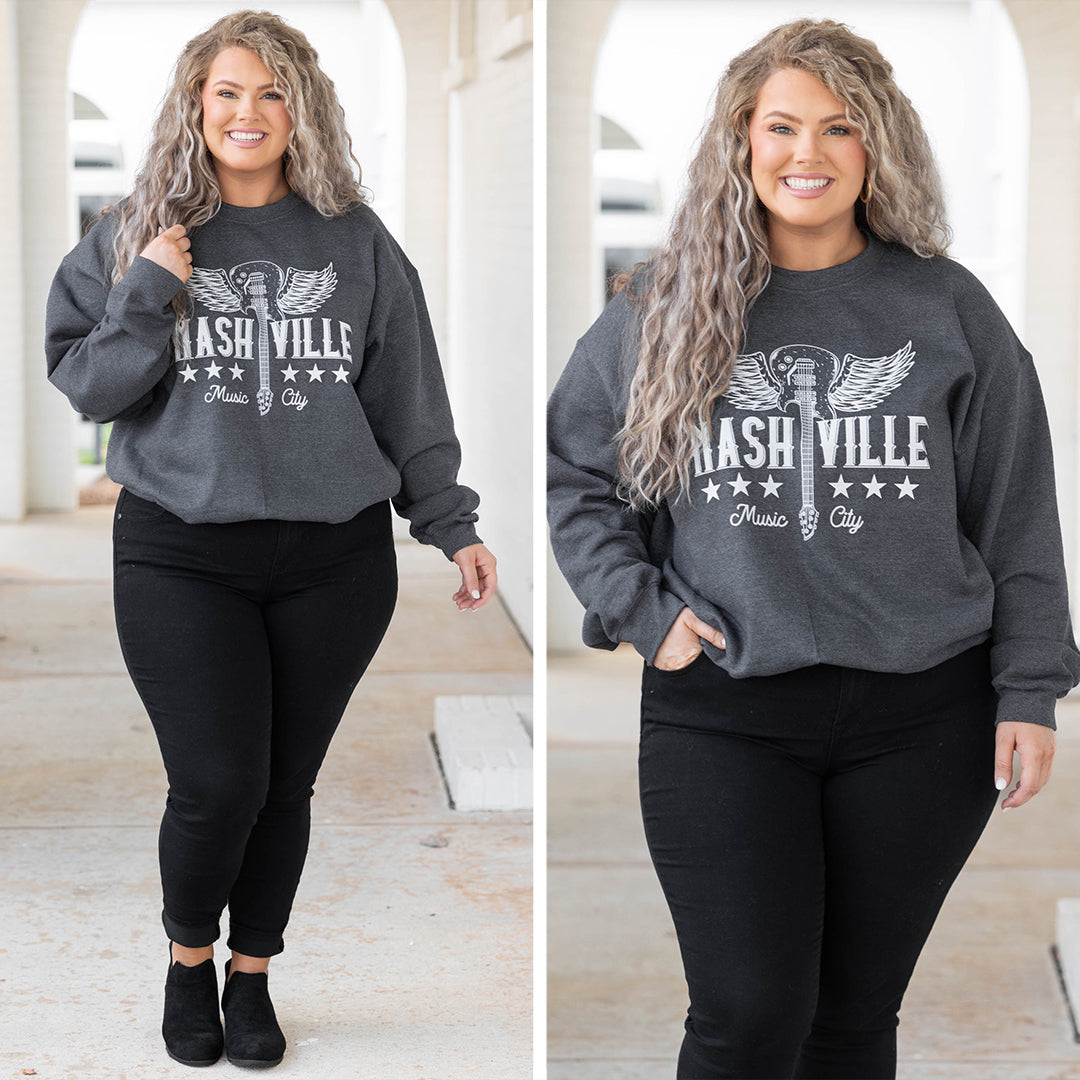 Welcome To Music City Sweatshirt. Dark Heather