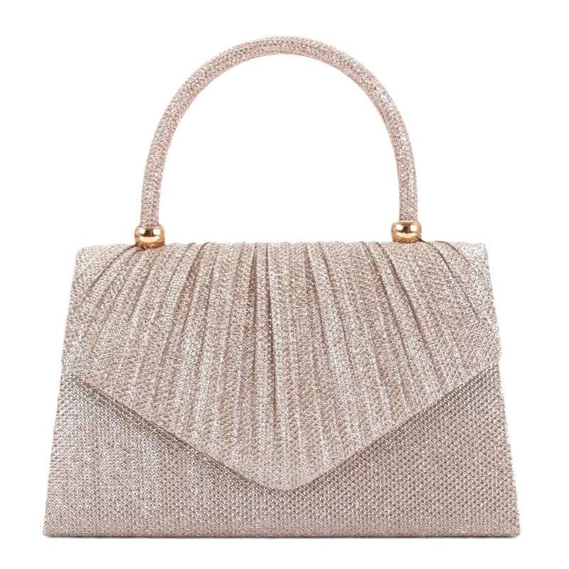 Champagne Black Gold Fabric Solid Color Square Evening Bags
