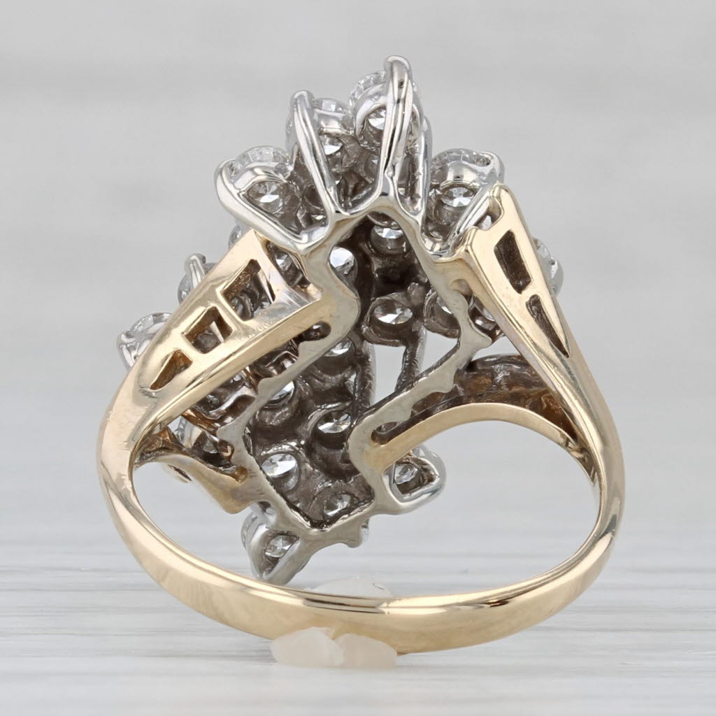 1.50ctw Diamond Cluster Ring 14k Yellow Gold Size 6.5 Cocktail