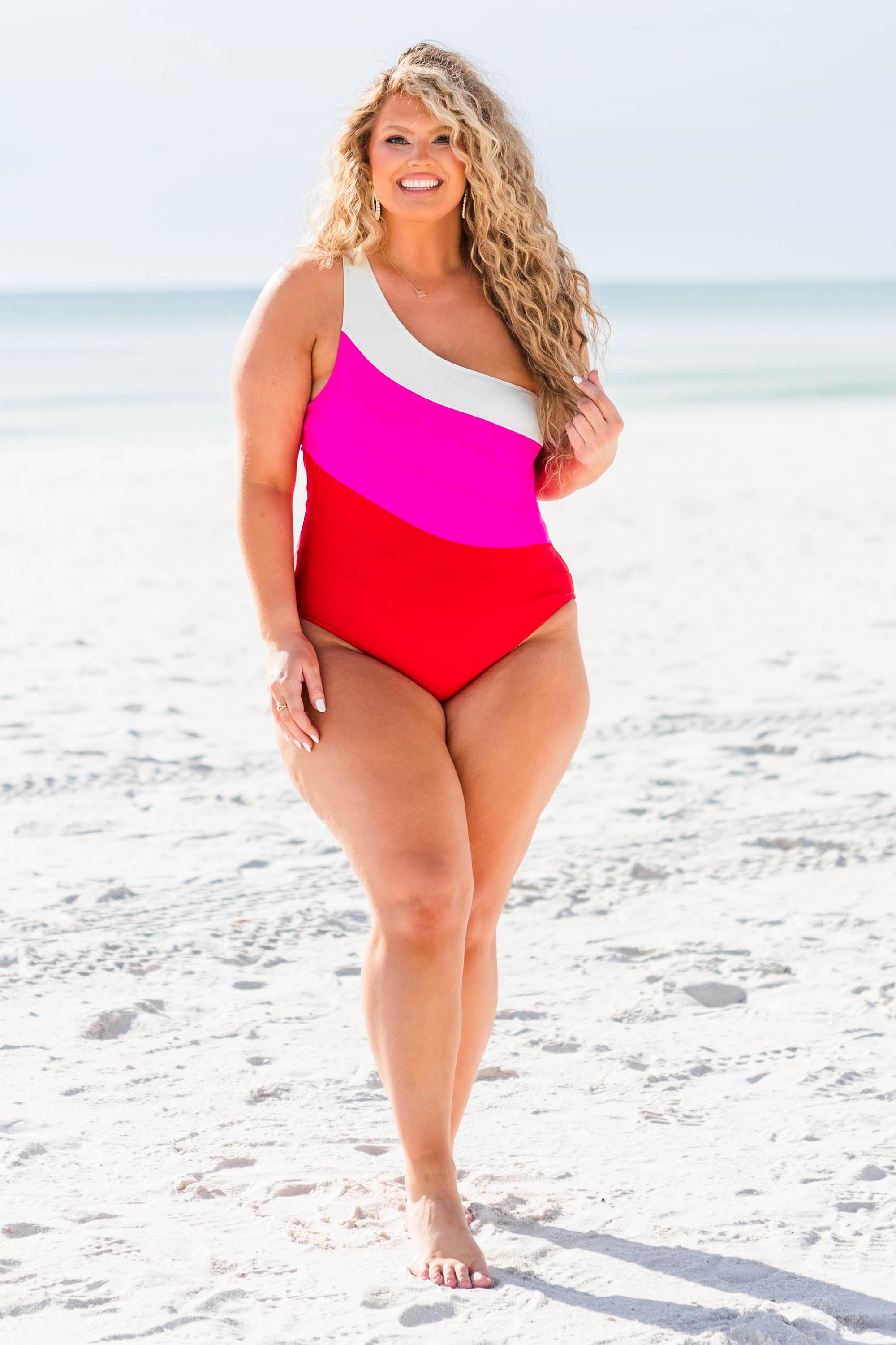 Lead Me To The Beach Swimsuit. Magenta/Red