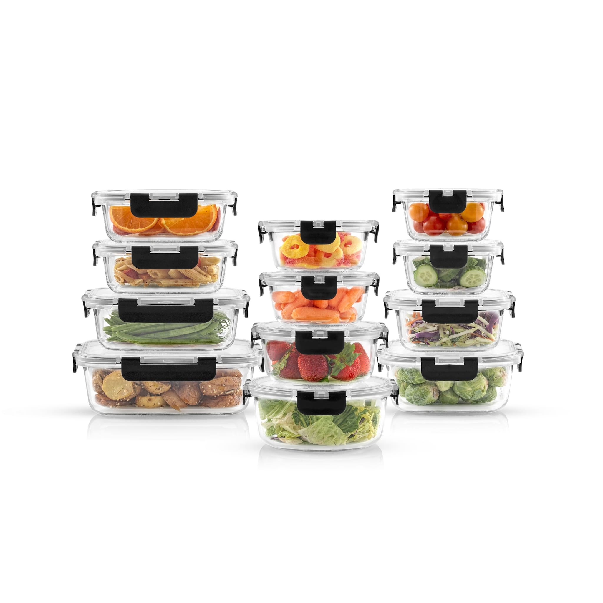 12 Piece Glass Food Storage Containers Set with Airtight Lids