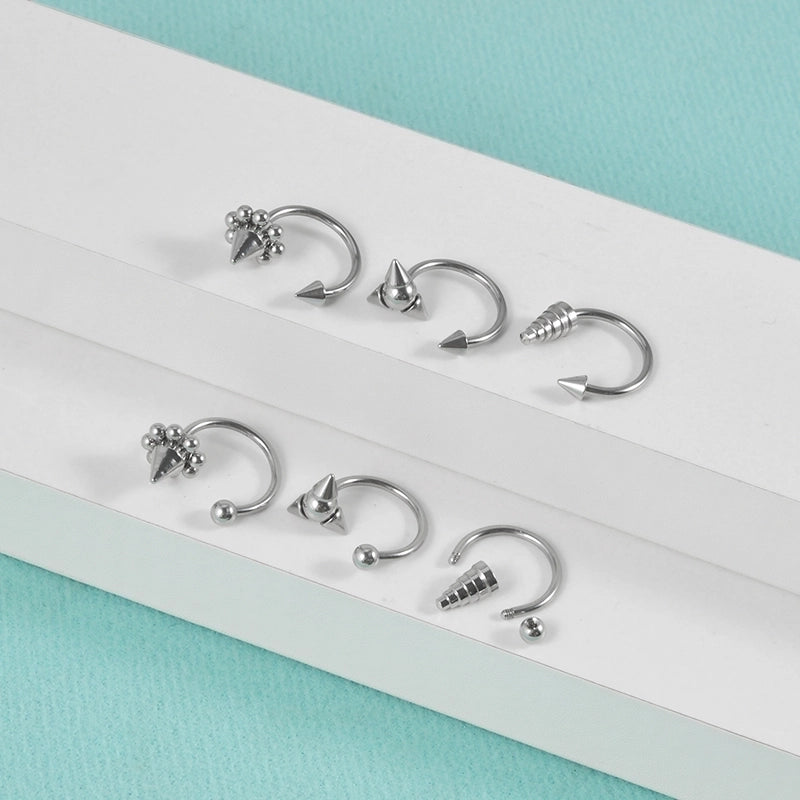 1 Piece Lip Rings Casual Minimalist Solid Color 304 Stainless Steel Plating