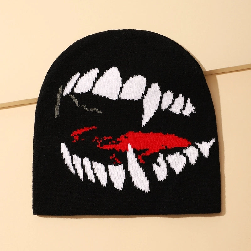 Unisex Retro Funny Printing Grimace Eaveless Wool Cap