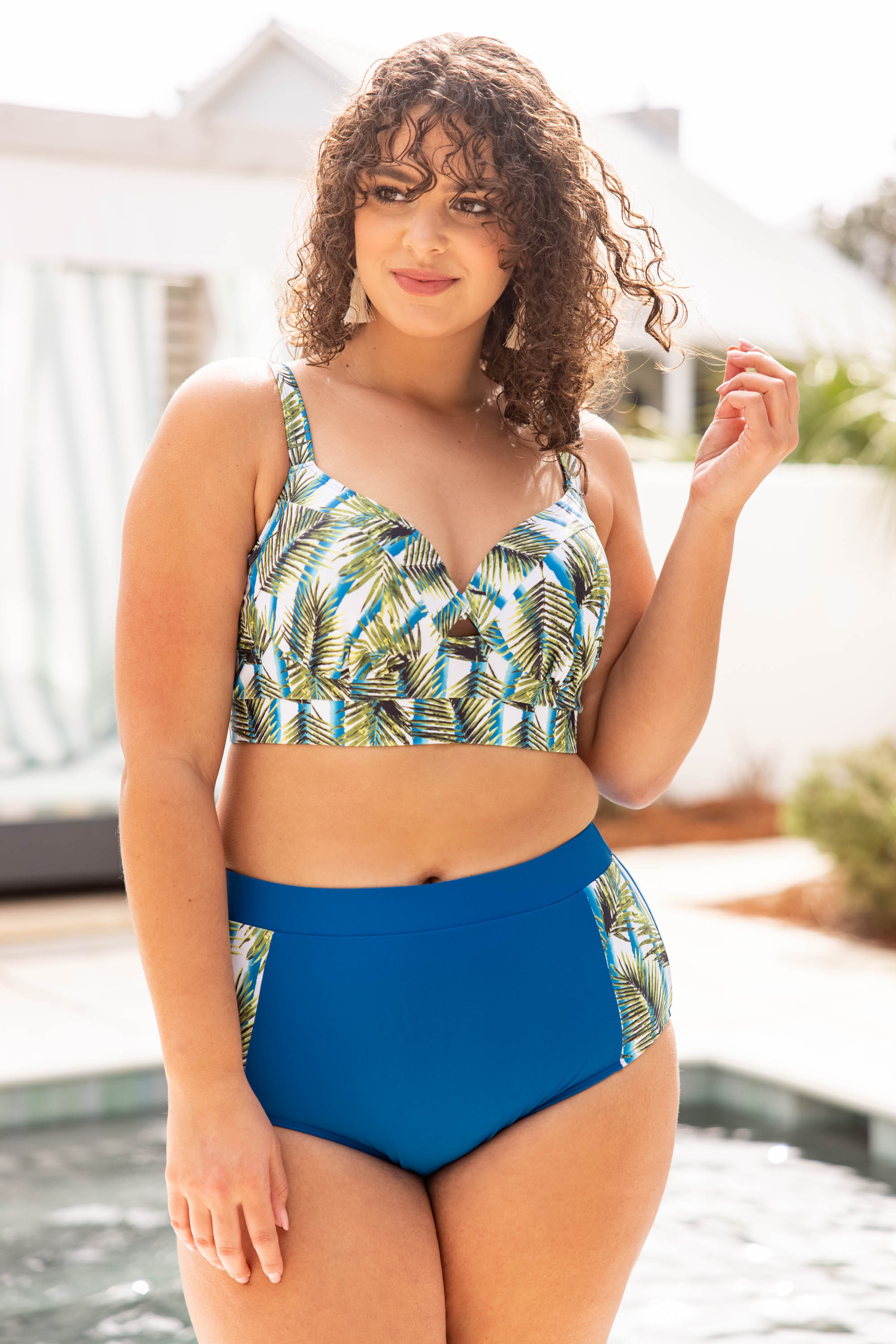 You. Me And The Sea Swim Top. Blue Floral