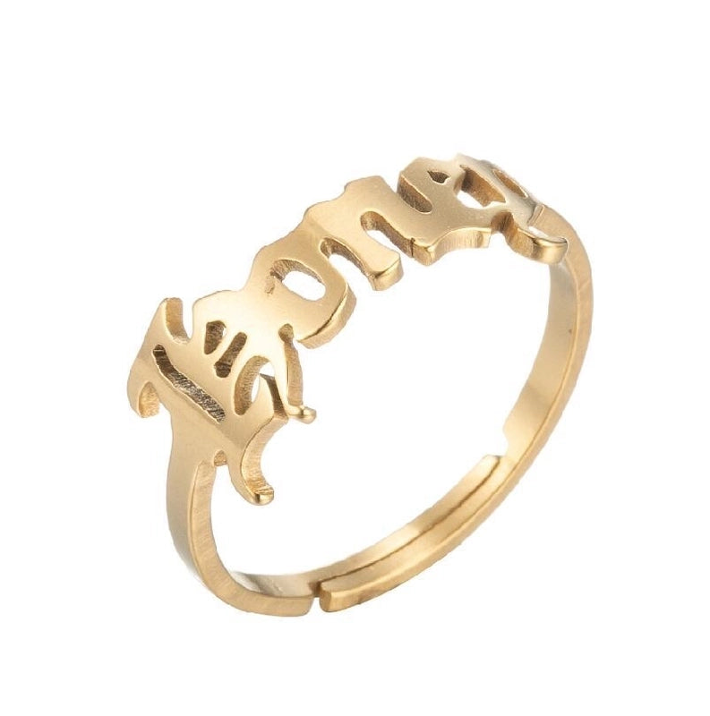 Fashion Letter 201 Stainless Steel 18K Gold Plated Hollow Out Rings