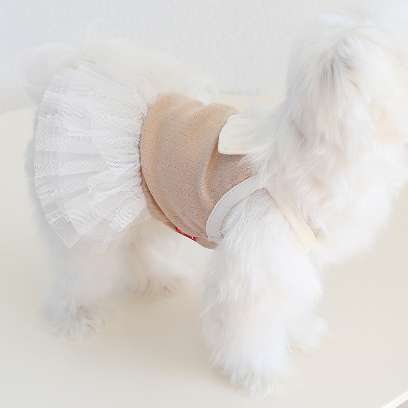 Contrast Color Sweet Bow Dog Cat Dress