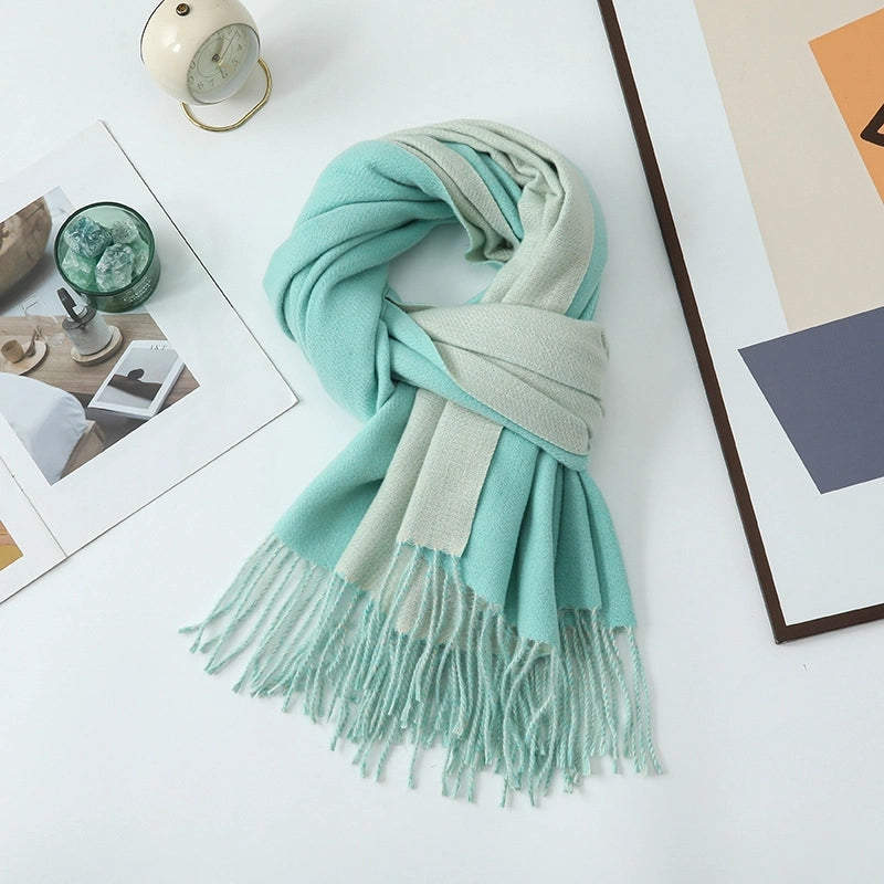 Cashmere Scarf Women's Winter Hot Imitation Cashmere Scarf Men's Shawl  Thickened Double-sided Wool Scarf