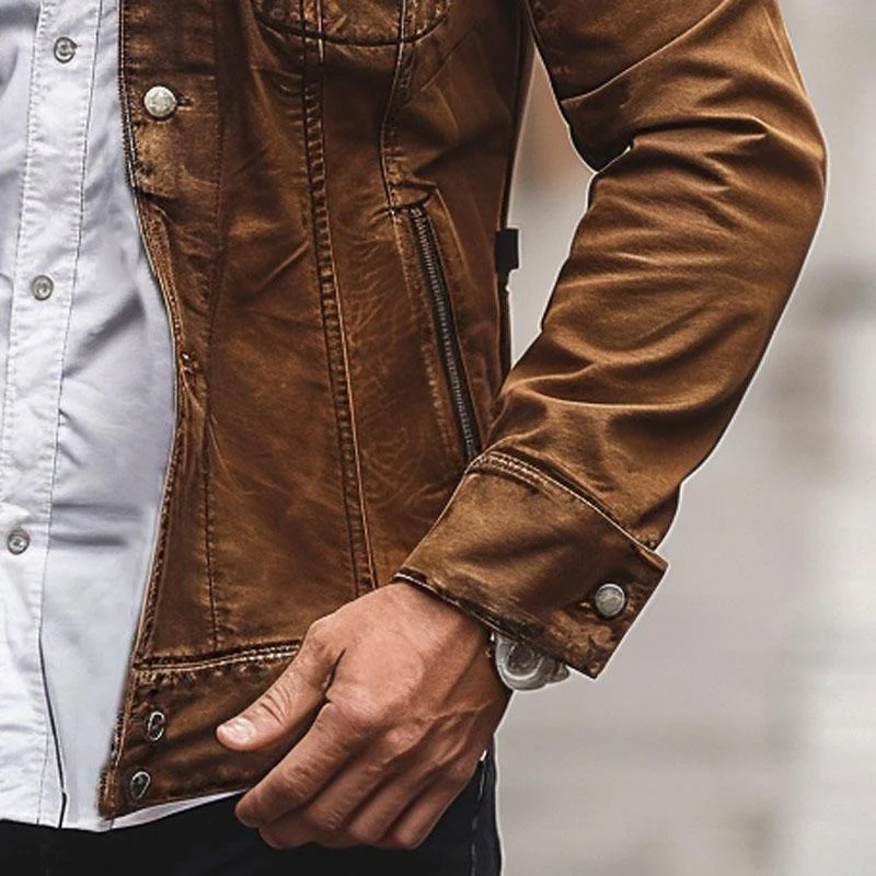 Men's Vintage Denim Lapel Jacket