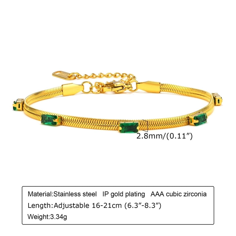 Minimalist Classic Style Heart Shape Titanium Steel Rhinestones Bracelets In Bulk