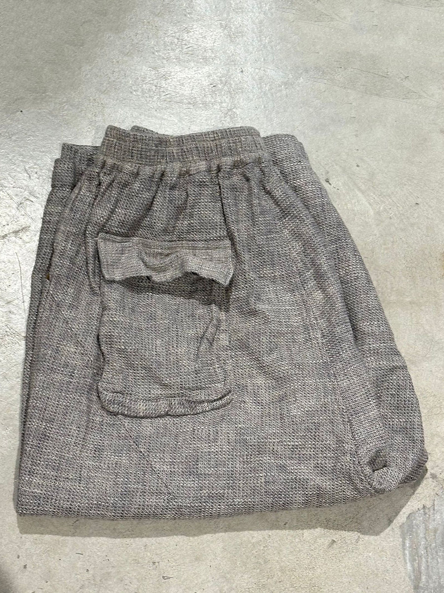 Women Vintage Summer Pure Color Wide-leg Linen Pants