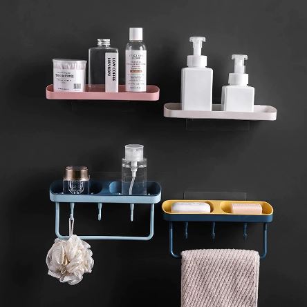 Wall Mounted Drain Suction Cup Soap Dish Bathroom Storage Rack Sponge Holder