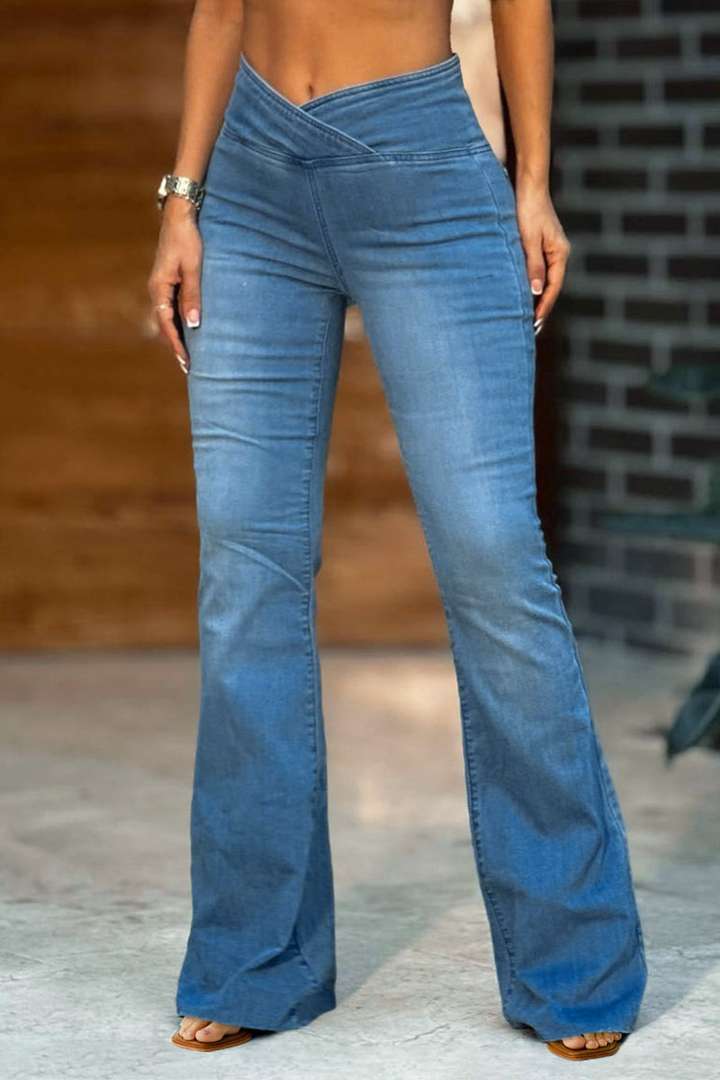 🔥Promotion-Wash Wrap Mid Rise Stretchy Flare Jeans