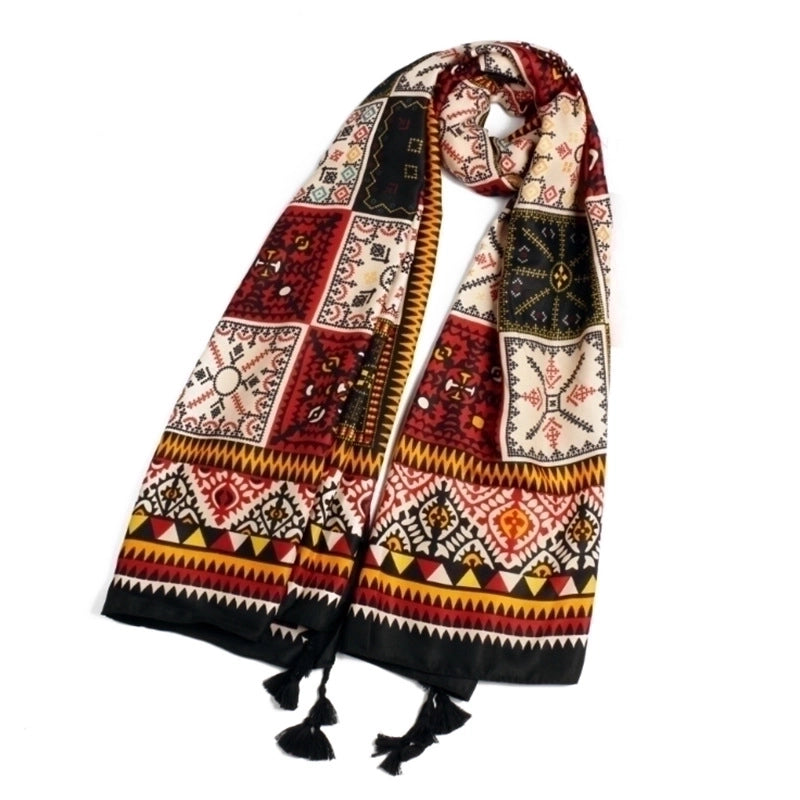 Women's Retro Vacation Geometric Cotton And Linen Scarf