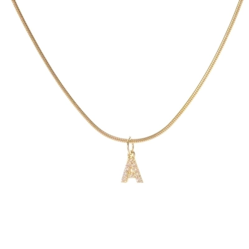 Fashion Letter Titanium Steel Plating Zircon Pendant Necklace