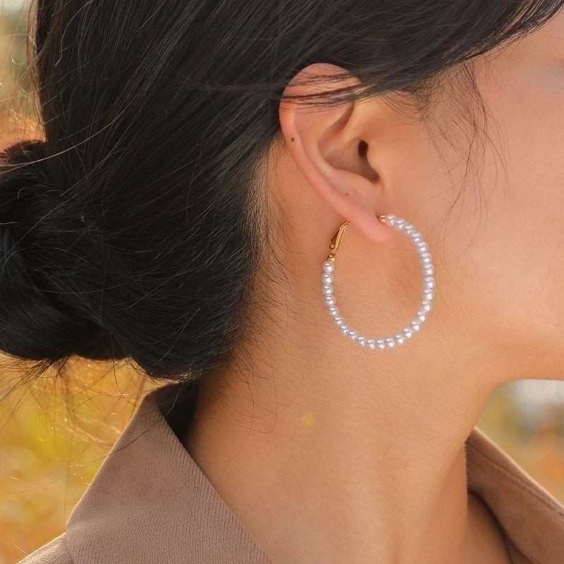 1 Pair Minimalist Geometric 303 Stainless Steel Hoop Earrings