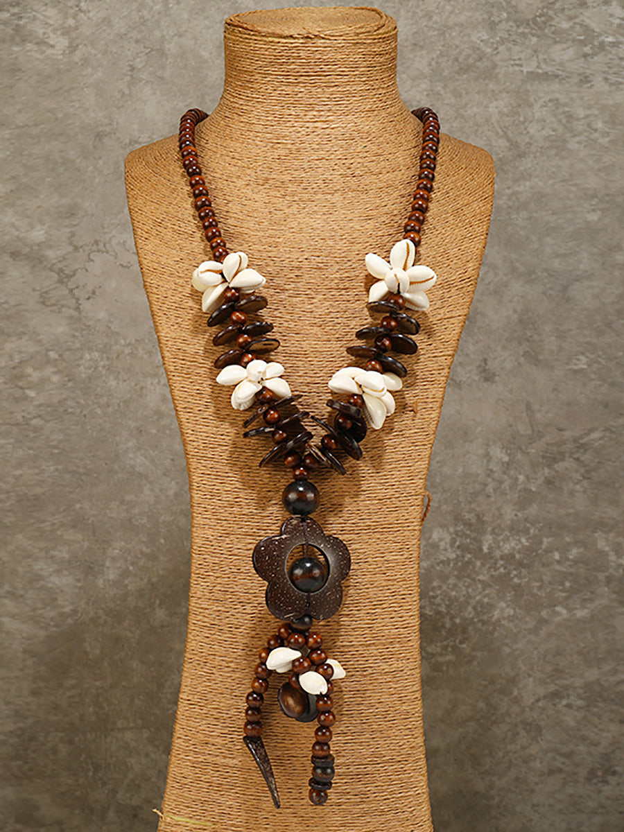 Women Bohemia Coconut Shell Weave Necklace