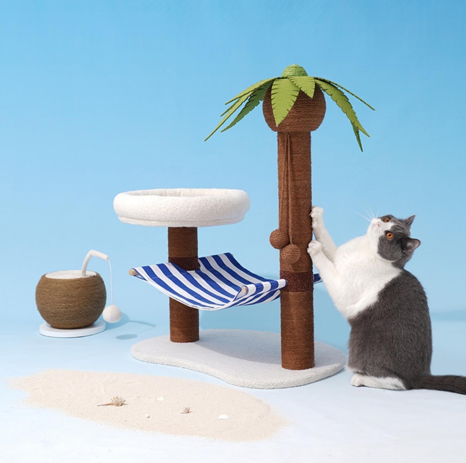 Coconut Tree Style Cat Scratching Post With Nest