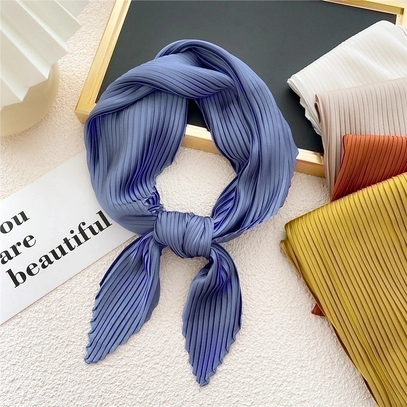 Simple Fold Solid Color Small Square Scarf