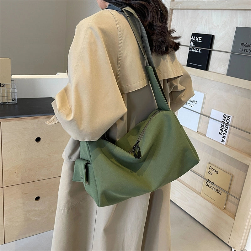 Women's Medium Cloth Solid Color Basic Zipper Crossbody Bag