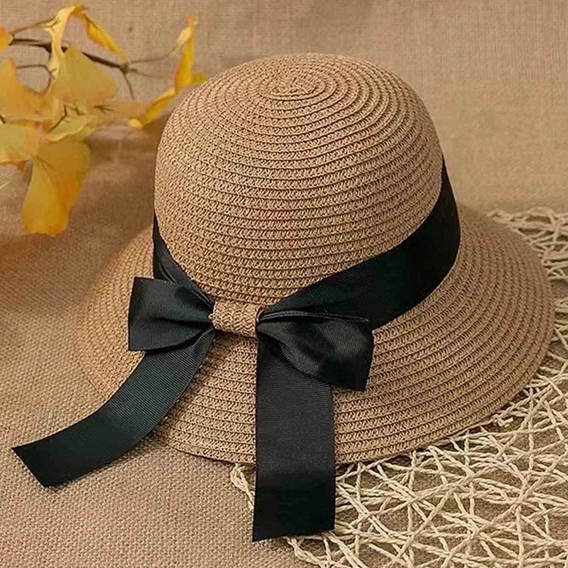 Women's Vacation Color Block Curved Eaves Sun Hat