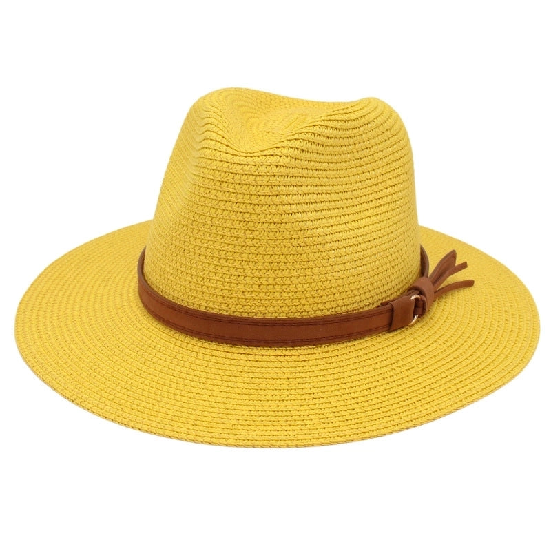Unisex Pastoral Solid Color Wide Eaves Straw Hat