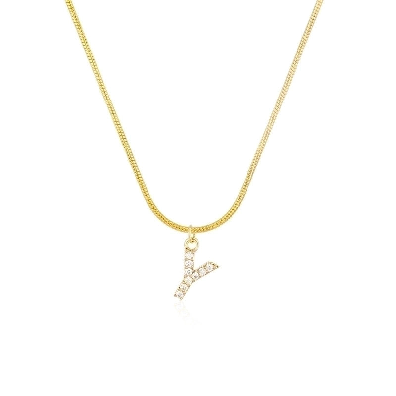 304 Stainless Steel Copper Classic Style Inlay Letter Zircon Pendant Necklace