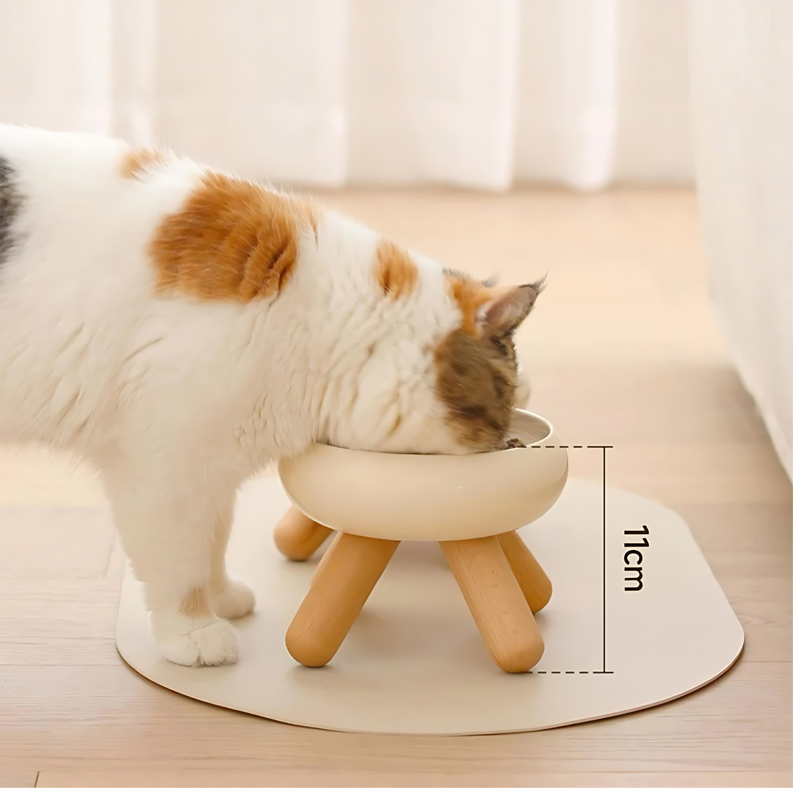 Gulu Ceramic Pet Food/Water Cat Bowls Small Dog Bowls with Wooden Stand