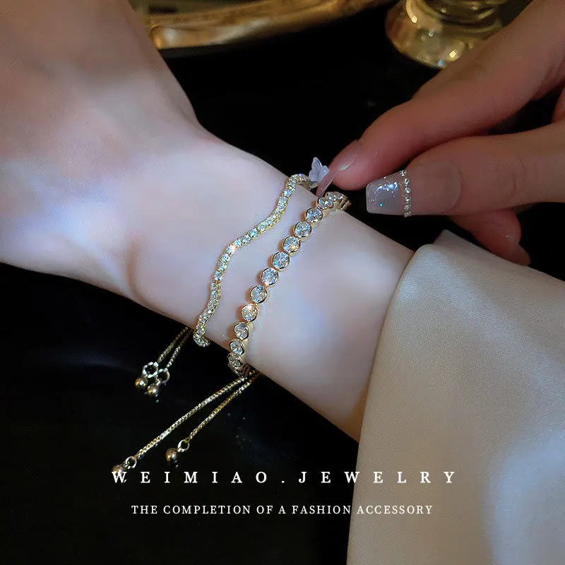 Luxury Zircon Adjustable Charm Bracelets For Woman Korean Fashion Jewelry Wedding Party