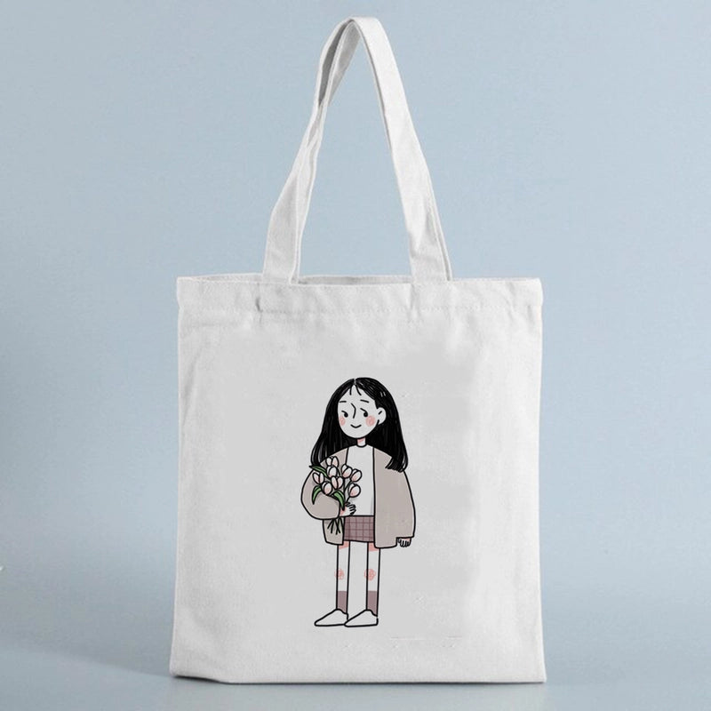 Women's Small Canvas Human Elegant Square Open Canvas Bag