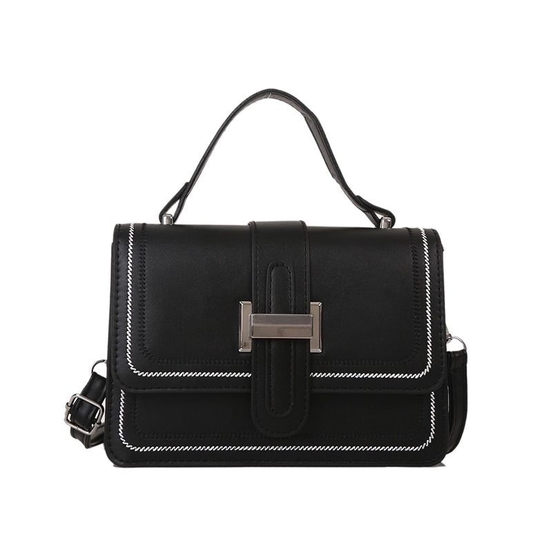 Women's Pu Leather Solid Color Fashion Square Flip Cover Handbag