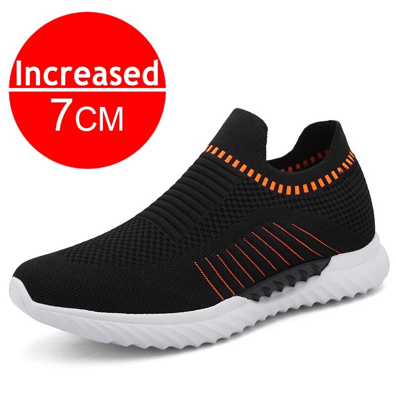 Men Sneakers Elevator Shoes Hidden Heels Breathable Heightening Shoes For Men Increase Insole 7CM Sports Casual Deodorant Shoes